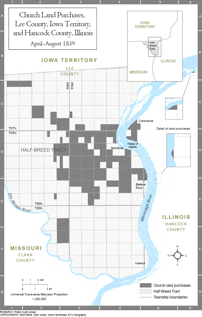 Church Land Purchases, Lee County, Iowa Territory, and Hancock County Illinois, April–August 1839
