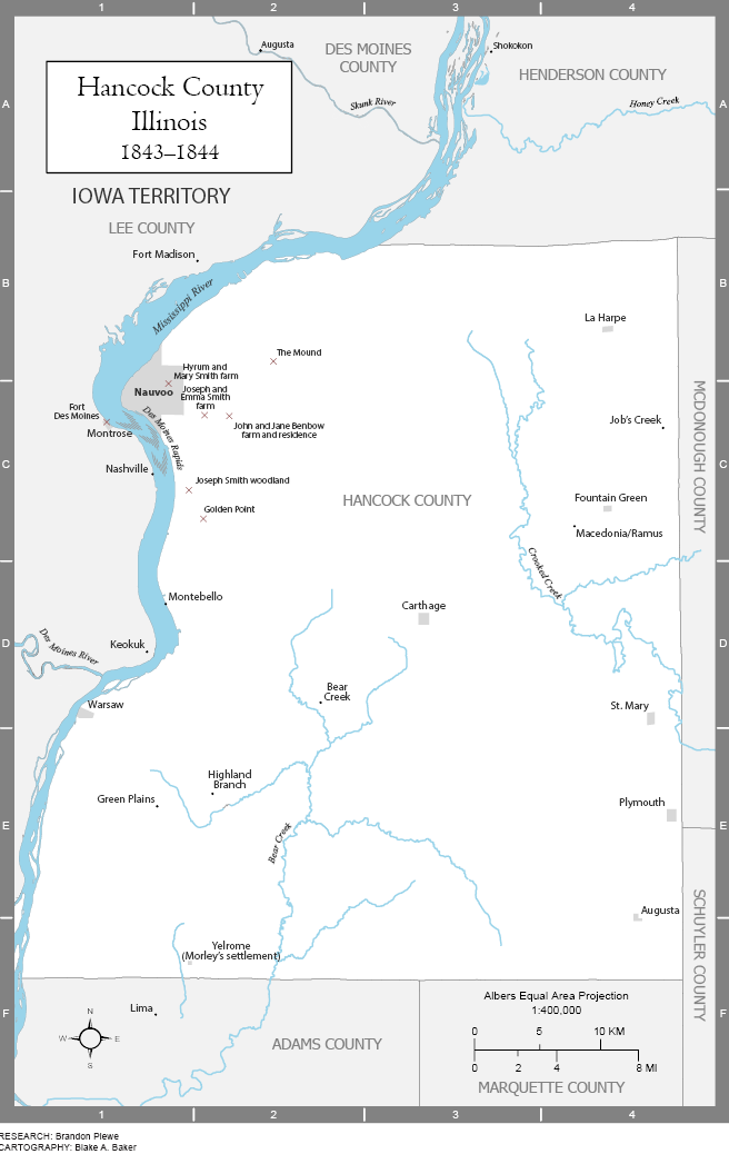 Map of Hancock County, Illinois, 1843–1844