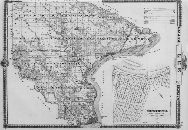 Historic map of Lee County, Iowa, 1875
