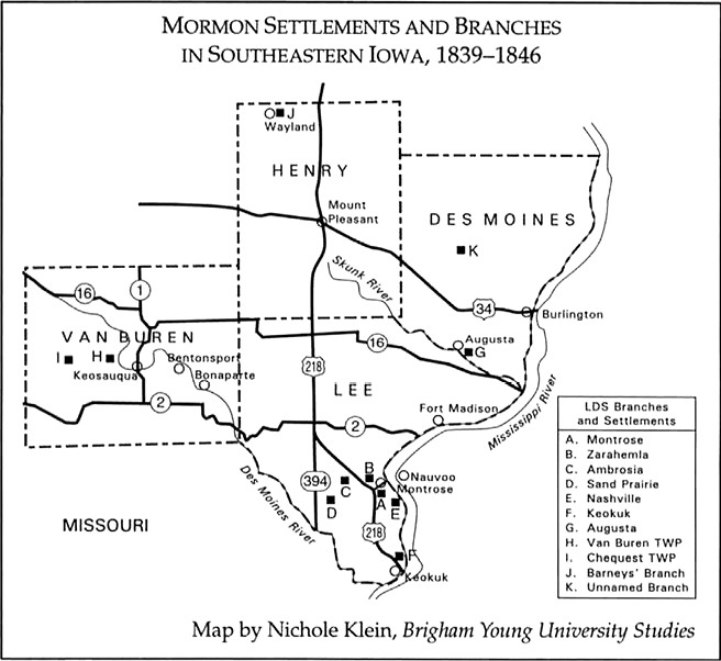 Latter-day Saint Settlements and Branches in Southeastern Iowa, 1839–1846