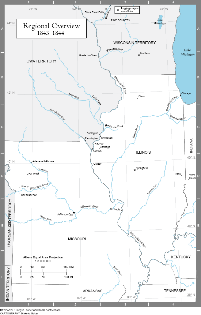 Regional Overview of Illinois, Missouri, and Iowa Territory, 1843–1844